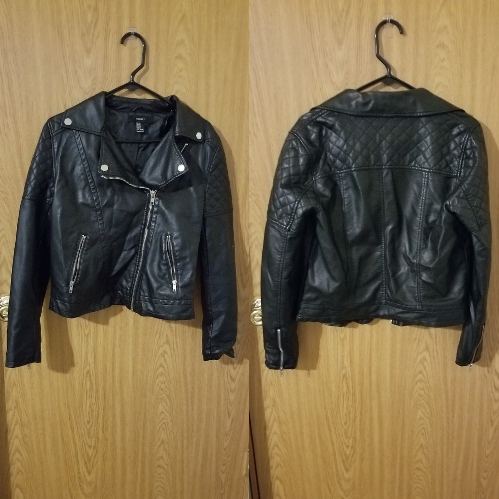 Black pleather moto jacket